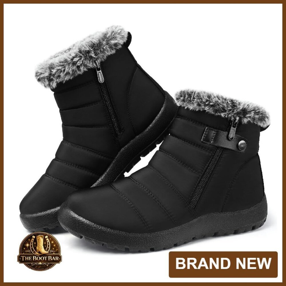 Women's Waterproof Fur-Lined Snow Boots Non-Slip Ankle Booties